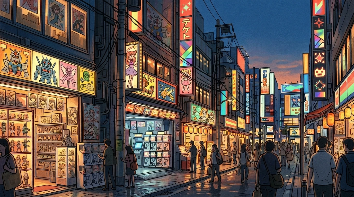 Quartier d'Akihabara, vitrines de pop-culture à Tokyo