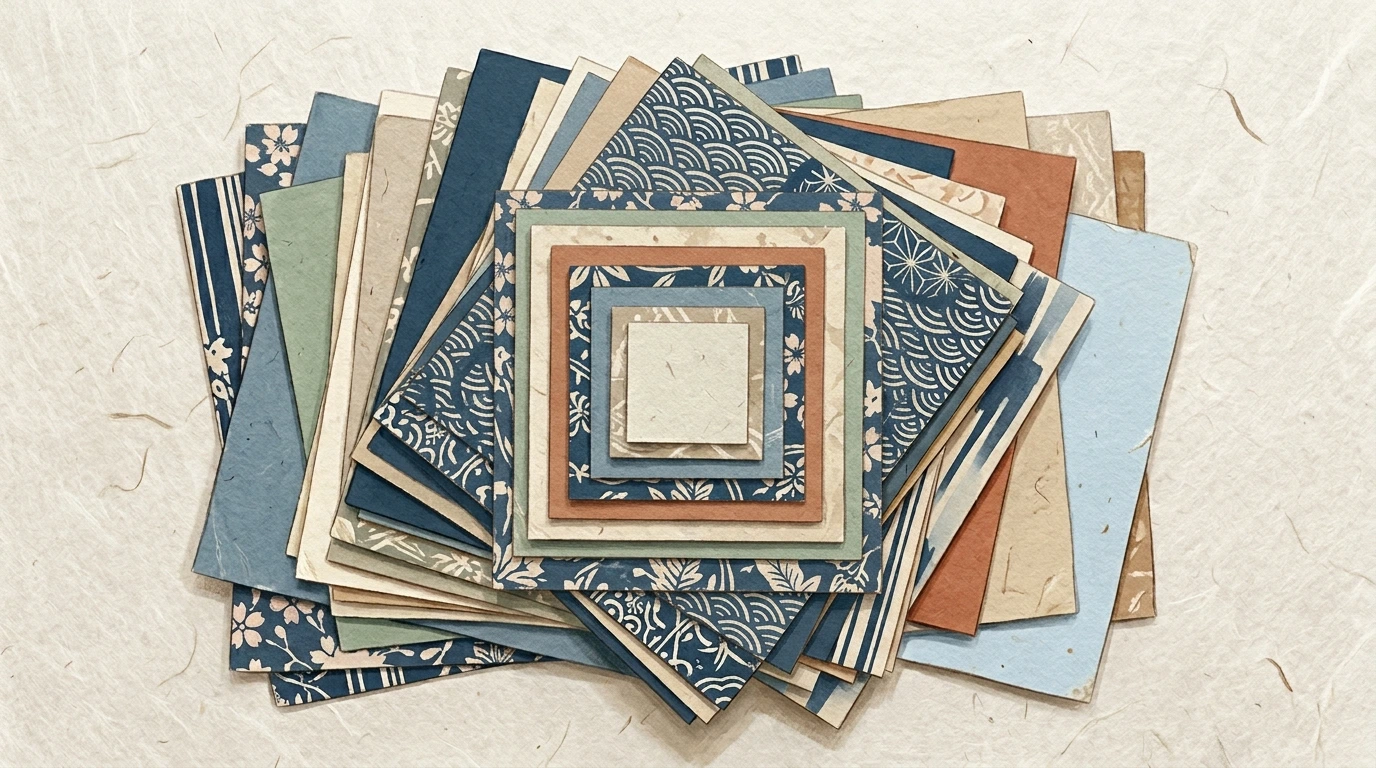 Feuilles de papier origami aux teintes japonaises