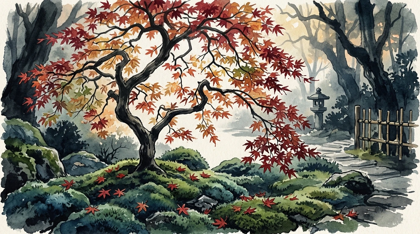 Érable du Japon aux feuilles rougissantes