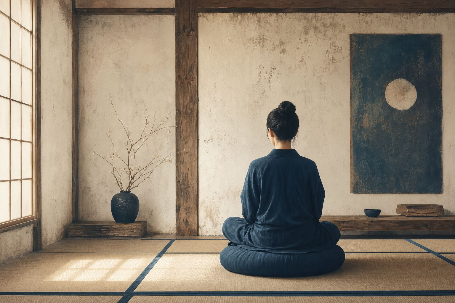meditation zen posture respiration — illustration article tonegawa.fr