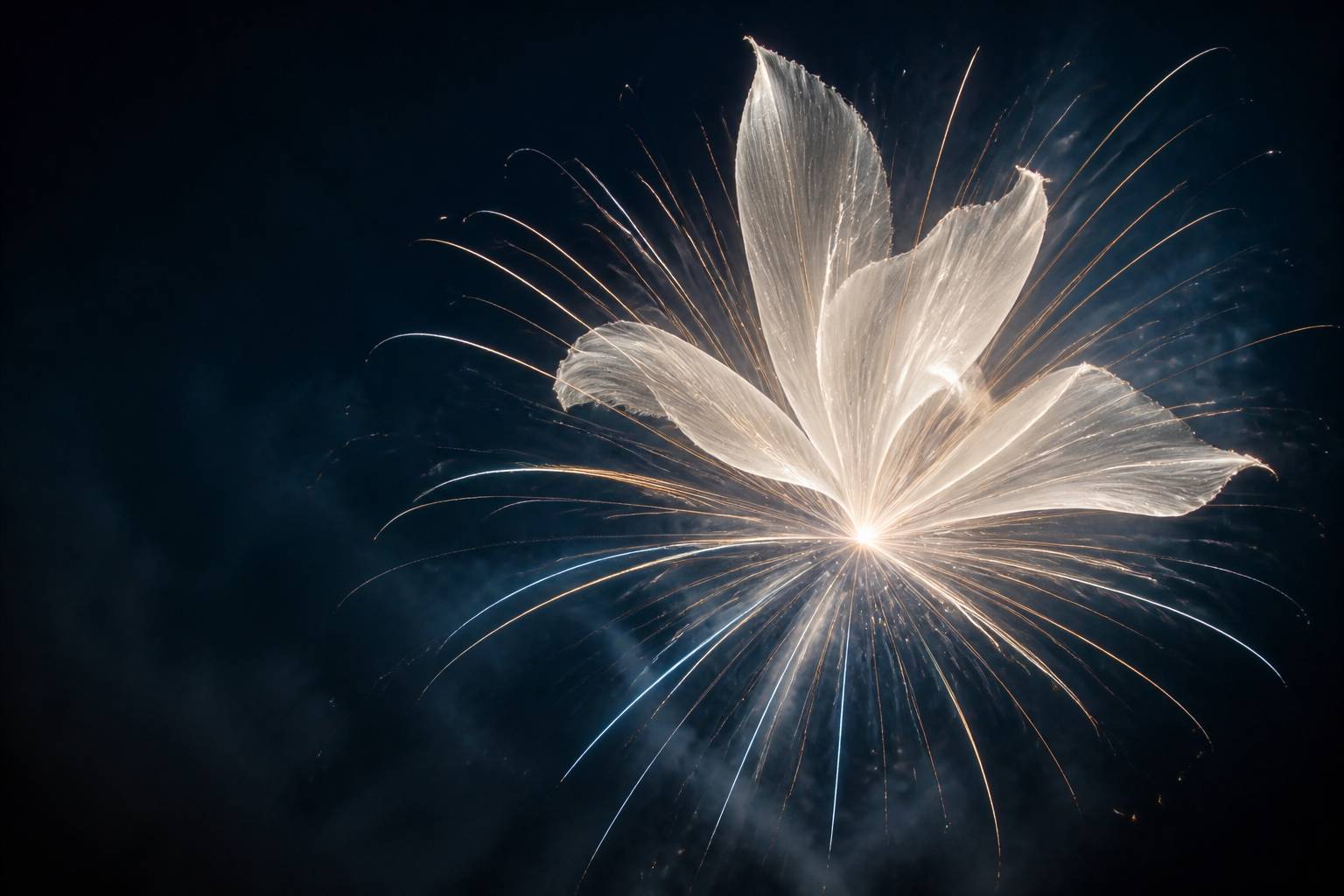 Feu d'artifice en forme de fleur dans le ciel nocturne