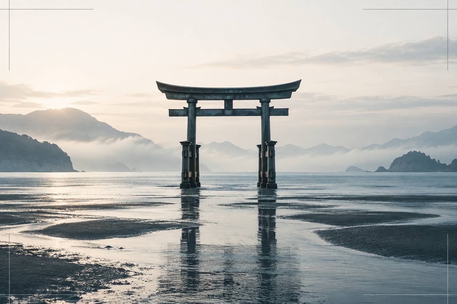 Illustration éditoriale du sujet : Découvrez le mystère du torii flottant au japon