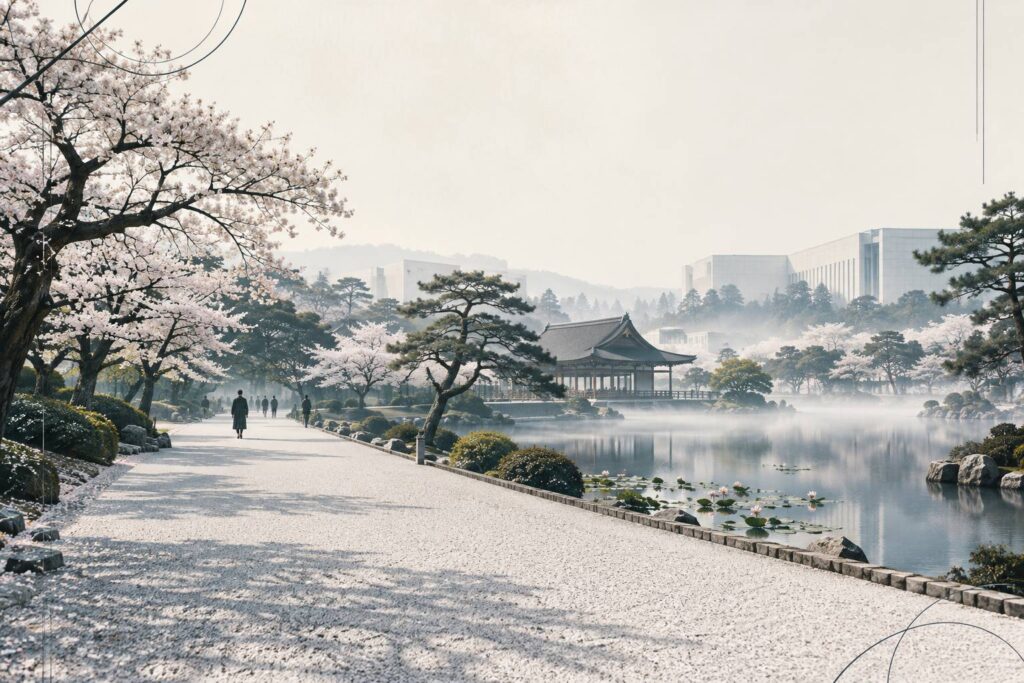 Illustration éditoriale du sujet : Découvrir le parc ueno : un havre de nature et de culture à tokyo